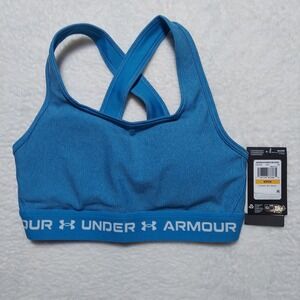 Under Armour Sports Bra Womens Small Blue NEW Crossback Mid Heather 1361036
